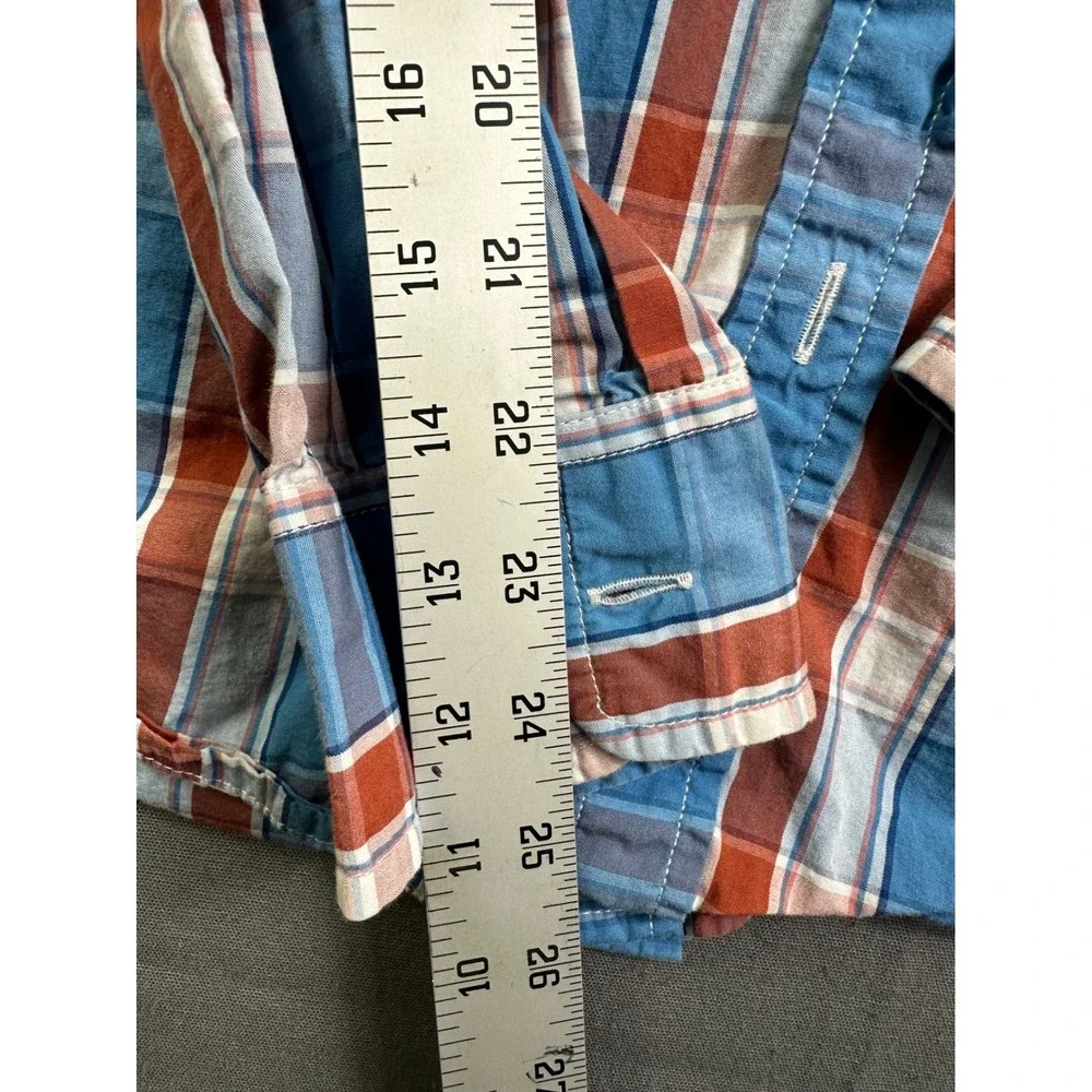 Levis Men's Long Sleeve Plaid Button Down Shirt Blue Orange Standard Fit Large